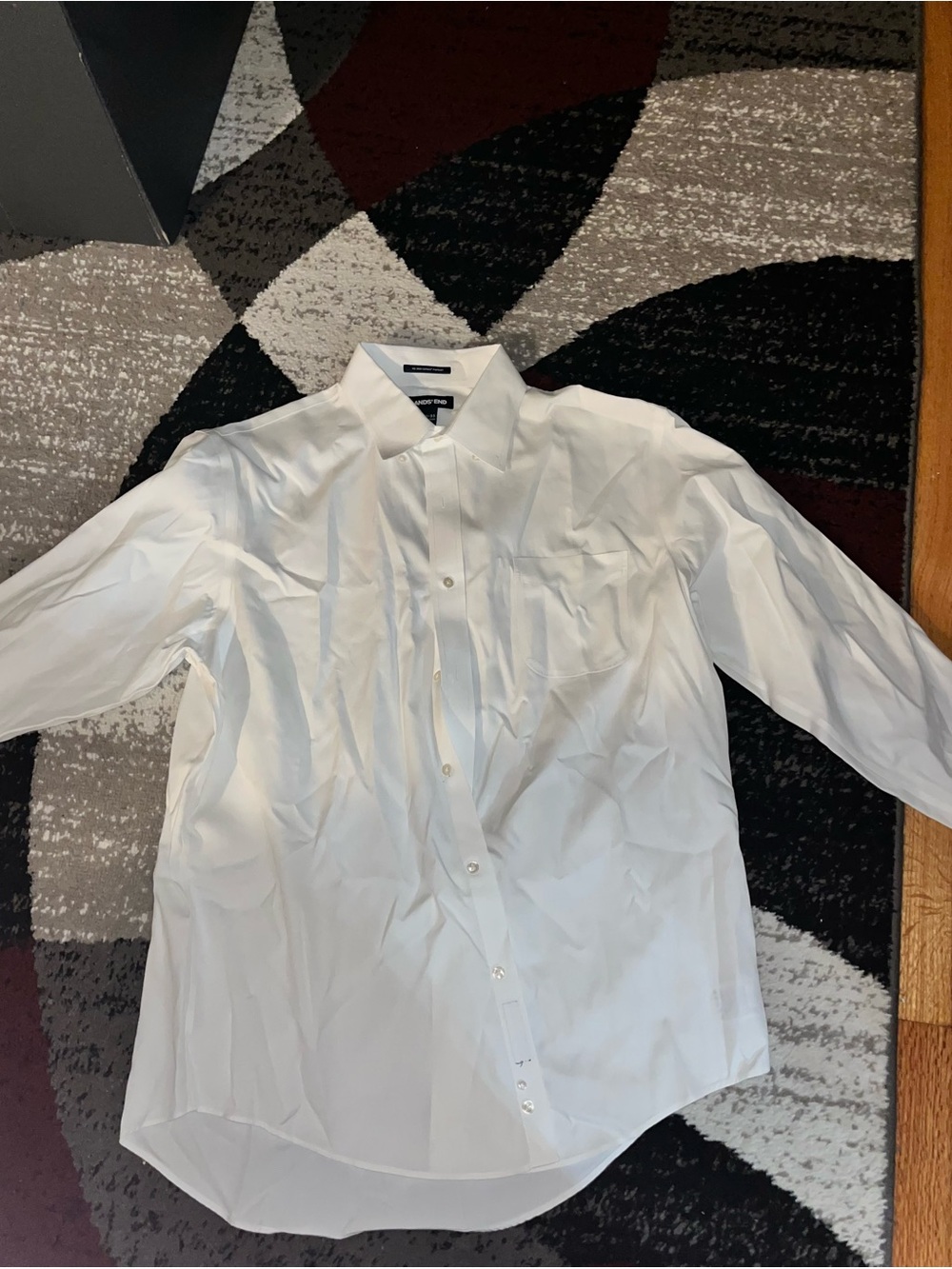 Lands' End Men's White Button-Front Dress Shirt
